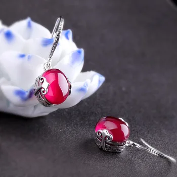 

manufacturers selling Thai silver handmade silver 925 sterling silver jewelry women's classic red corundum and collars