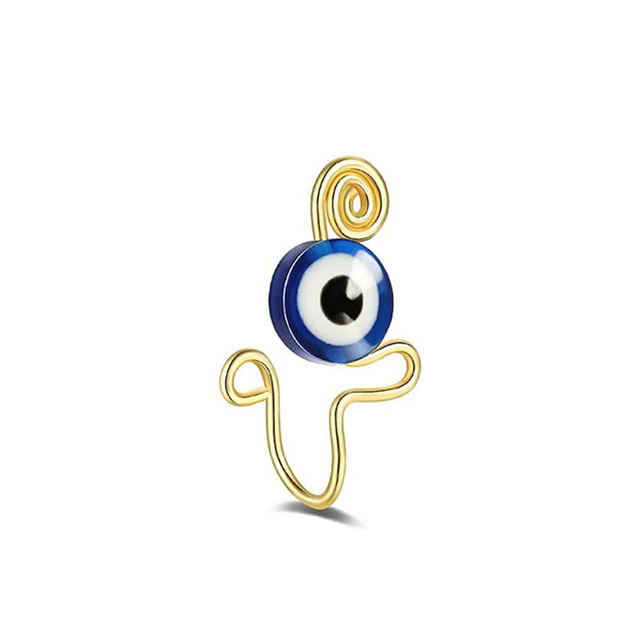 Fake Piercing Clip Nose Ring Cuff Body Jewelry for Women 2021 New Trend Red Blue Evil Eye Spiral Fake Nose Rings Ear Clip