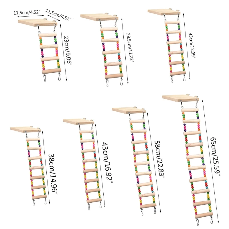 Wooden Parrot Hamster Bird Climbing Ladder Swing Play Toys Set Birds Exercise Perch