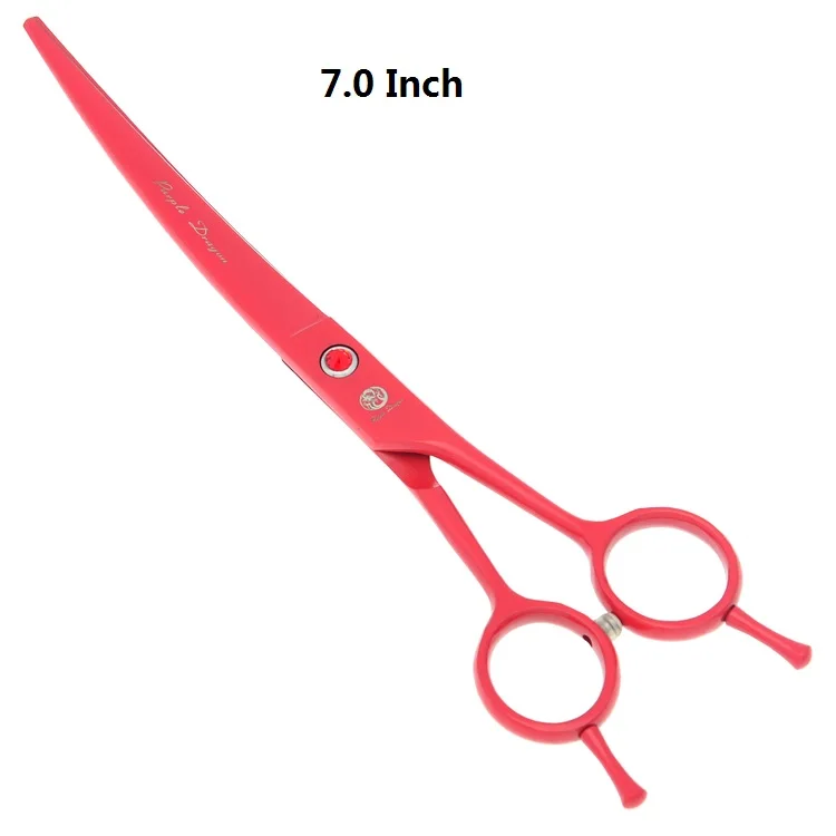LZS0652 Red 7.0" Japanese Steel Curved Blade Scissors Pet Cutting Scissors Dog Grooming Shears Animal Thinning Tesoura Dogs Product LZS0651 - Цвет: LZS0652 Red