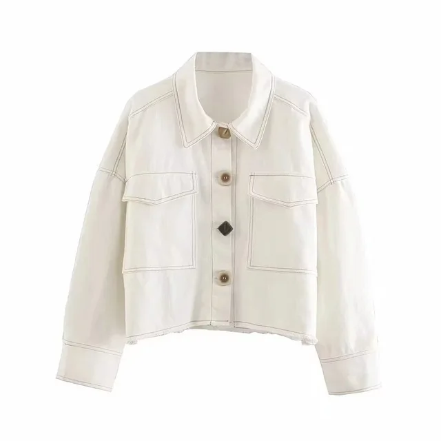 womens white cropped jean jacket