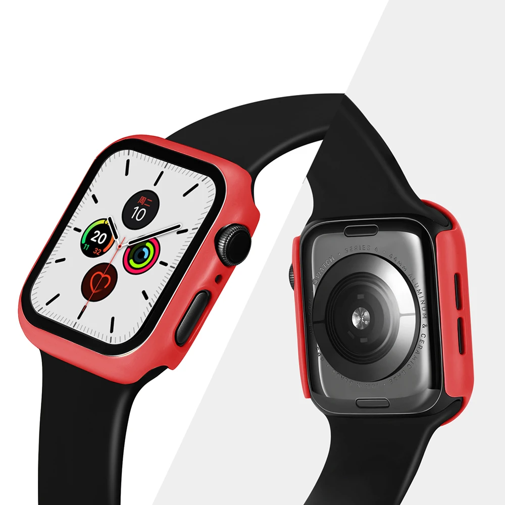 Чехол из поликарбоната для Apple Watch 5, 4, 40 мм, 44 мм, защитный чехол из закаленного стекла для iWatch 3, 2, 1, 42 мм, 38 мм, чехол для часов