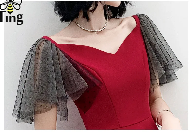Tingfly Summer Sweety Girl Ruffles Sleeve Red A line Dress Lady Elegant Sweetheart Neckline Waist Fit Party Dress Casual Vestido