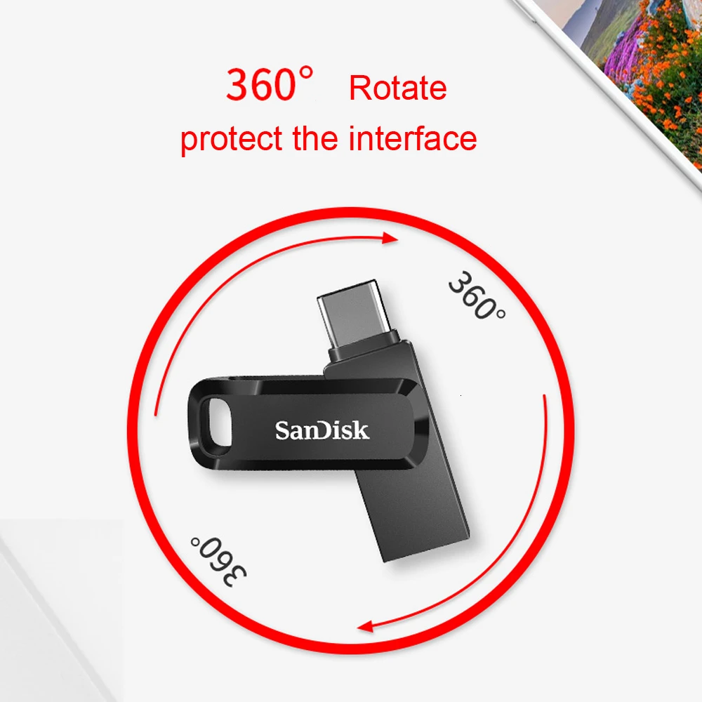 Двойной Флеш-накопитель SanDisk SDDDC3 USB флэш-накопитель OTG USB3.1 Тип-C 32 GB/64 GB Max 150 МБ/с. Pendrive 128 ГБ флэш-накопитель 256 ГБ флеш-накопитель для планшетного компьютера