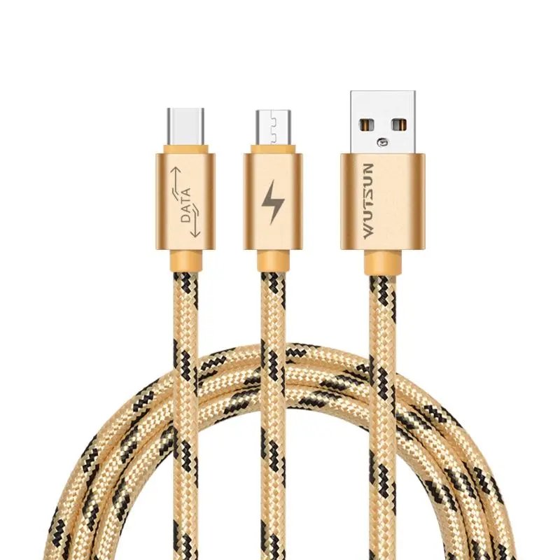 1,5 м 2 в 1 usb-Type C Micro USB зарядный провод отдельный usb C нейлоновая оплетка Кабель для передачи данных для Android мобильного телефона планшета Powerba - Цвет: Gray