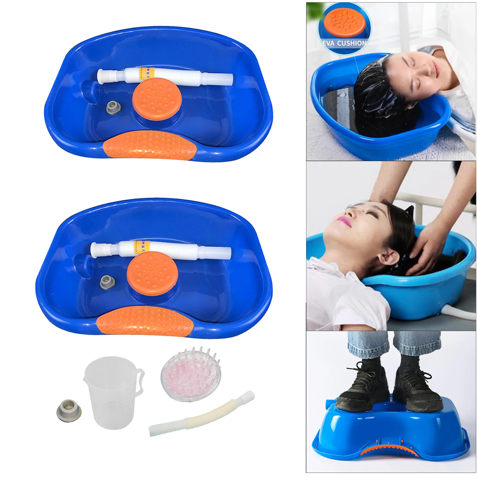 Bed Shampoo Basin Hair Washing Basin Wash Tub with Hose Round Edge