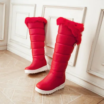 

[GOGD]Winter new real rabbit fur snow boots high snow thick-soled warm high-tube 2020 women's boots plus size shoes 36-41