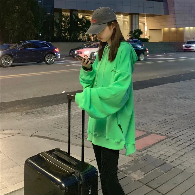 Женские толстовки и свитшоты с буквенным принтом Kpop большие белые толстовки женские Moletom Feminino Poleron Mujer