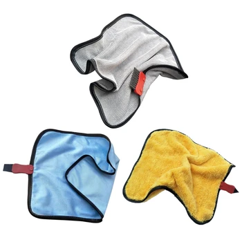 

Newest 40*30CM 2 in 1 Car Wash Towel Absorbent Double-sided Fleece Microfiber Coral Fleece Car Wiper With Tire crevice Shovel
