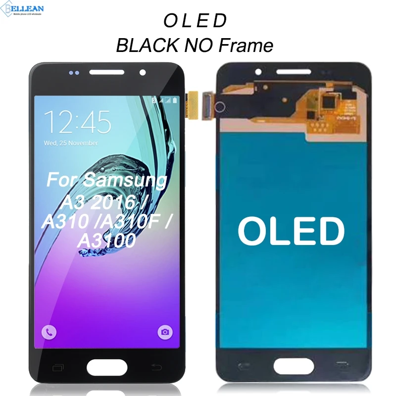 Dinamico A310 ЖК-дисплей для samsung Galaxy A3 Lcd кодирующий преобразователь сенсорного экрана в сборе A310F дисплей с рамкой - Цвет: OLED Black No Frame