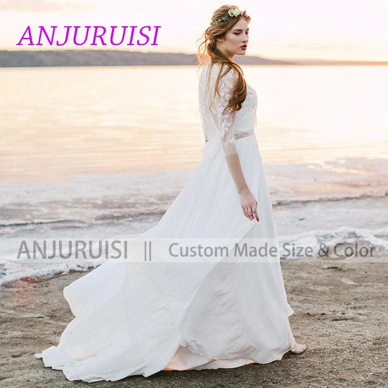 Шифоновые Свадебные платья а силуэта в богемном стиле модель 2019 года женское