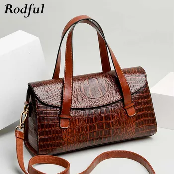 

Crocodile Pattern Handbags Women 2020 Vintage Large Capacity Top-Handle Shoulder Bag Ladies Pillow Hand Bags Sac A Main Brown