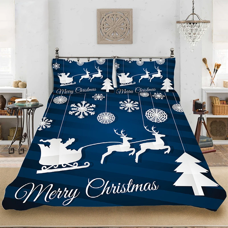 

Bedding set Bedclothes Include Duvet Cover Pillowcase Print Home Textile Bed Linens Christmas Simple Style Soft King-Full Size