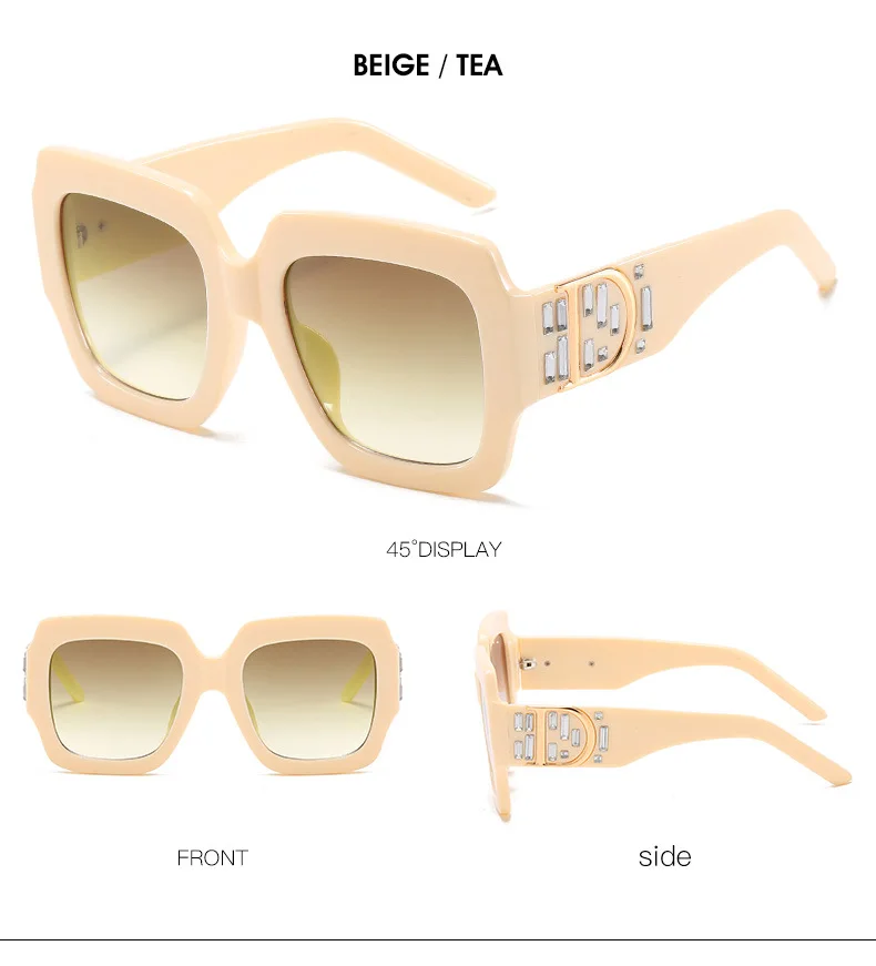 Women's Glasses Fashion Retro Square Diamond Rhinestone Sunglasses For Women Men Brand Design Classic Large Frame UV400 Sun Glasses Eyeglasses square sunglasses women