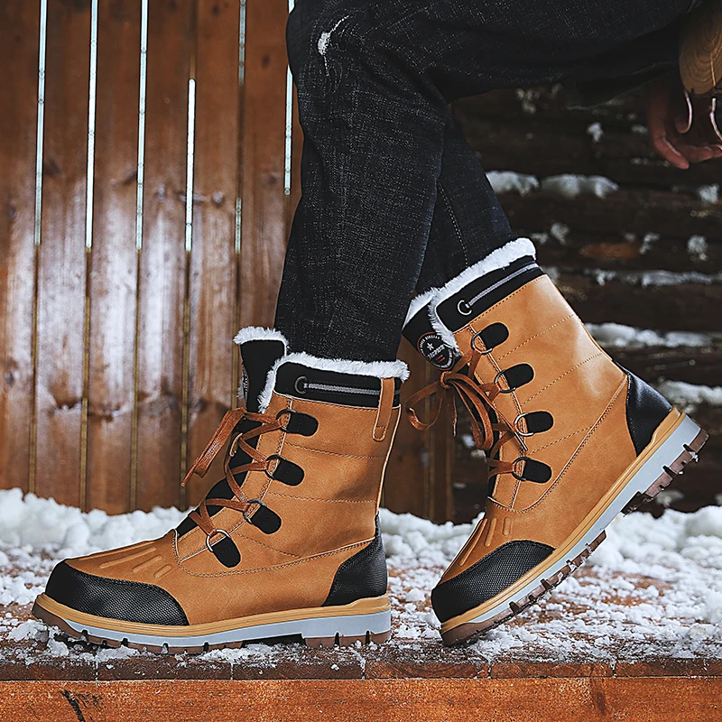 Зимние ботинки на меху для мужчин, кроссовки, мужская обувь, повседневные качественные водонепроницаемые теплые ботинки до лодыжки-30 градусов, DD416
