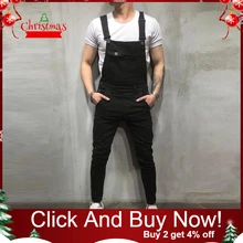Мужской джинсовый комбинезон на пуговицах с карманами, уличные комбинезоны, одноцветные длинные штаны на подтяжках, Babero de los hombres#3