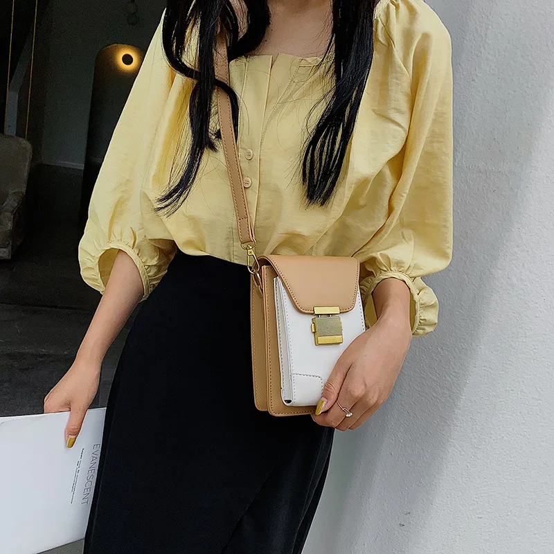 

Textured cell phone change packet Women's 2019 Korean version Fashion mini strappy small square bag.