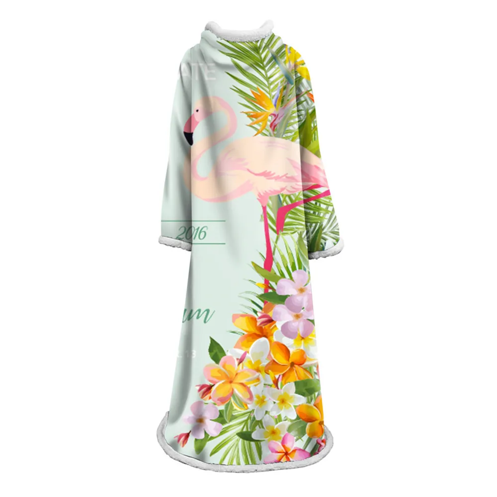 Sleeve Blanket 3D Printed Flamingo For Home Sofa Sherpa Fleece Sleeve Blanket Coral Microfiber Warm Throw Blanket - Цвет: 9