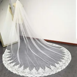 Cathedral Long Wedding Veil with Comb One Tier 3M New White Ivory Bridal Veils 1 Layer Welon for Bride Wedding Accessories