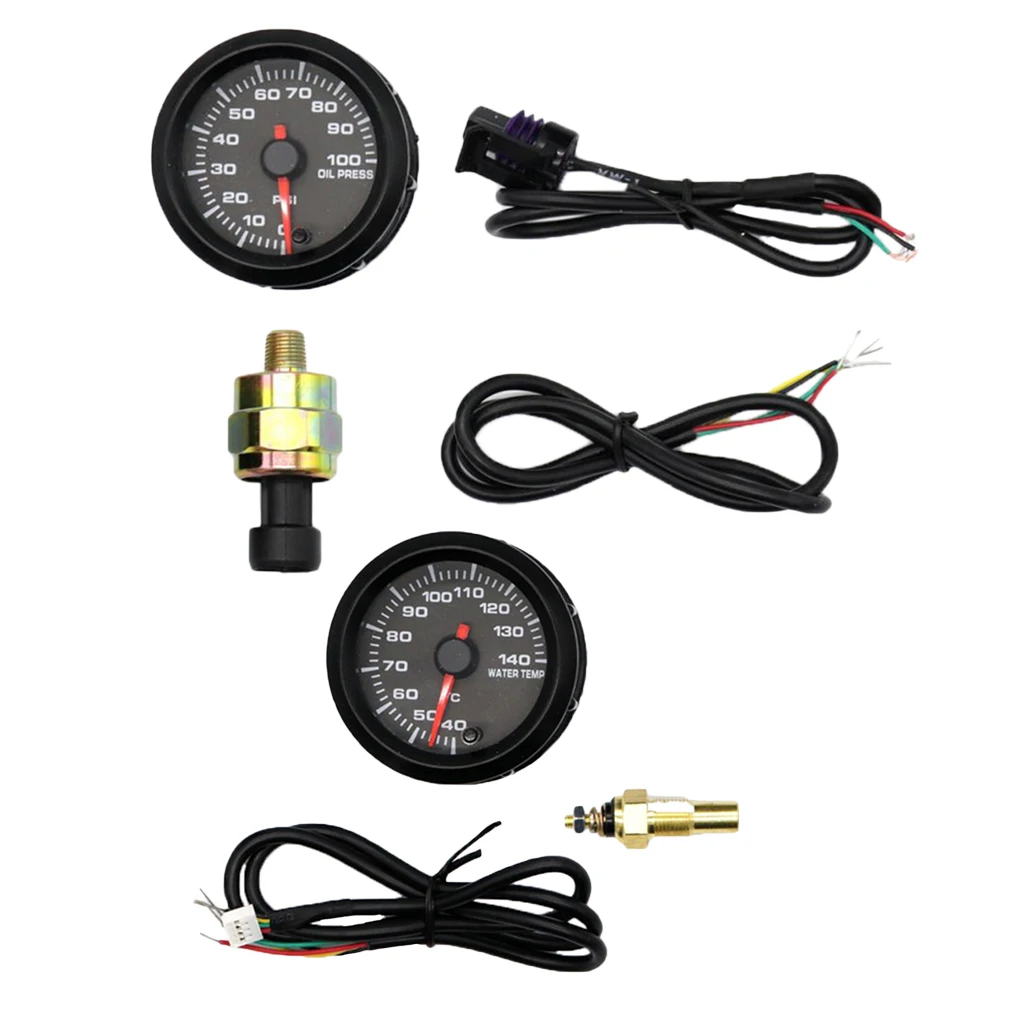 2inch Car Racing Modified Oil Pressure Gauge+Water Temperature Gauge W/ Sensor