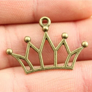 

Wholesale Jewelry Lots Antique Bronze Color 20x30mm Crown Pendants For Bracelets Jewelry Material 150 Pieces