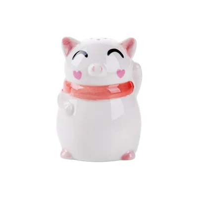 A-piggy 2 в 1 мультфильм керамический держатель зубочистки приправа банка бутылки для специй Милая панда форма поросенок зубочистка коробка для хранения специй банка - Цвет: A-piggy