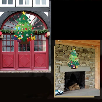 

DIY Felt Christmas Tree with Ornaments Children New Year Gifts for Christmas 2020 Door Wall Hanging Decoration
