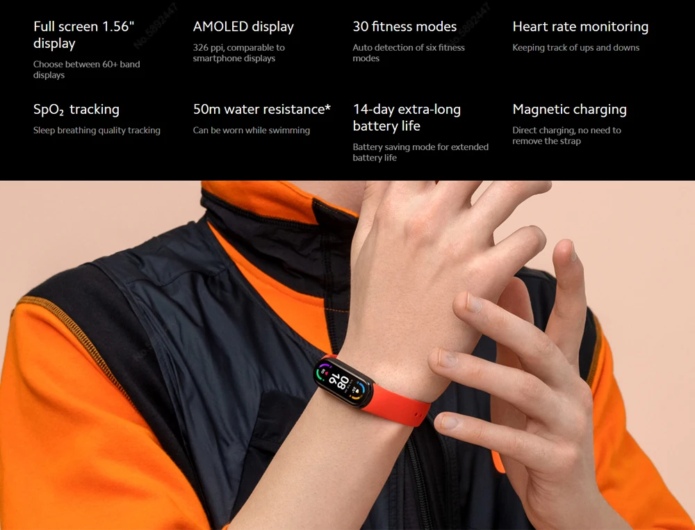 Xiaomi Mi Smart Band 6 40% Larger 1.56'' AMOLED Touch Screen, Sleep  Breathing Tracking, 5ATM Water Resistant, 14 Days Battery Life, 30 Sports  Mode