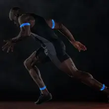 4 шт./лот,, светодиодный Одноцветный модный нейлоновый нарукавник для ночной безопасности, светоотражающий светодиодный светящийся браслет для пешего туризма