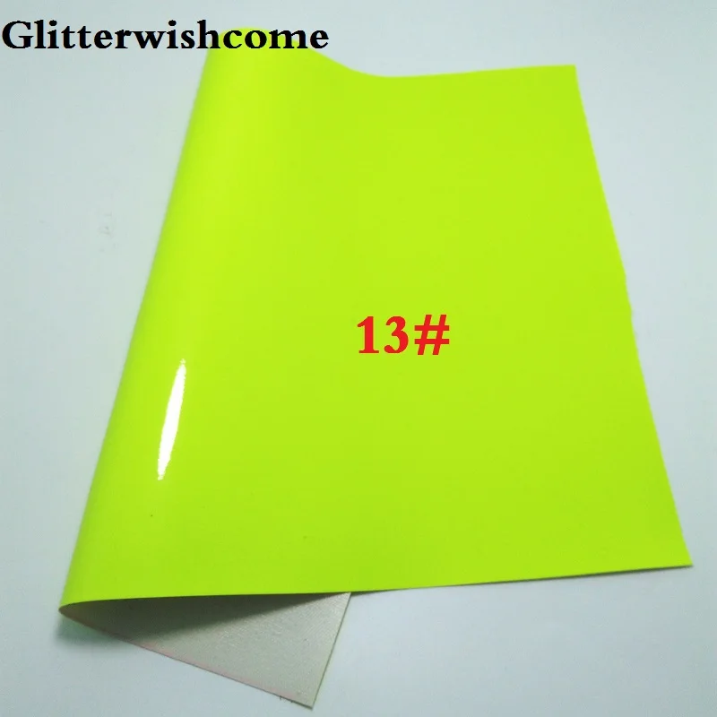13 Glitterwishcome 30X134 см мини рулон синтетическая кожа, Флуо лакированная гладкая кожа, искусственная из искусственной кожи Ткань Винил для бантов, GM024 - Цвет: 13