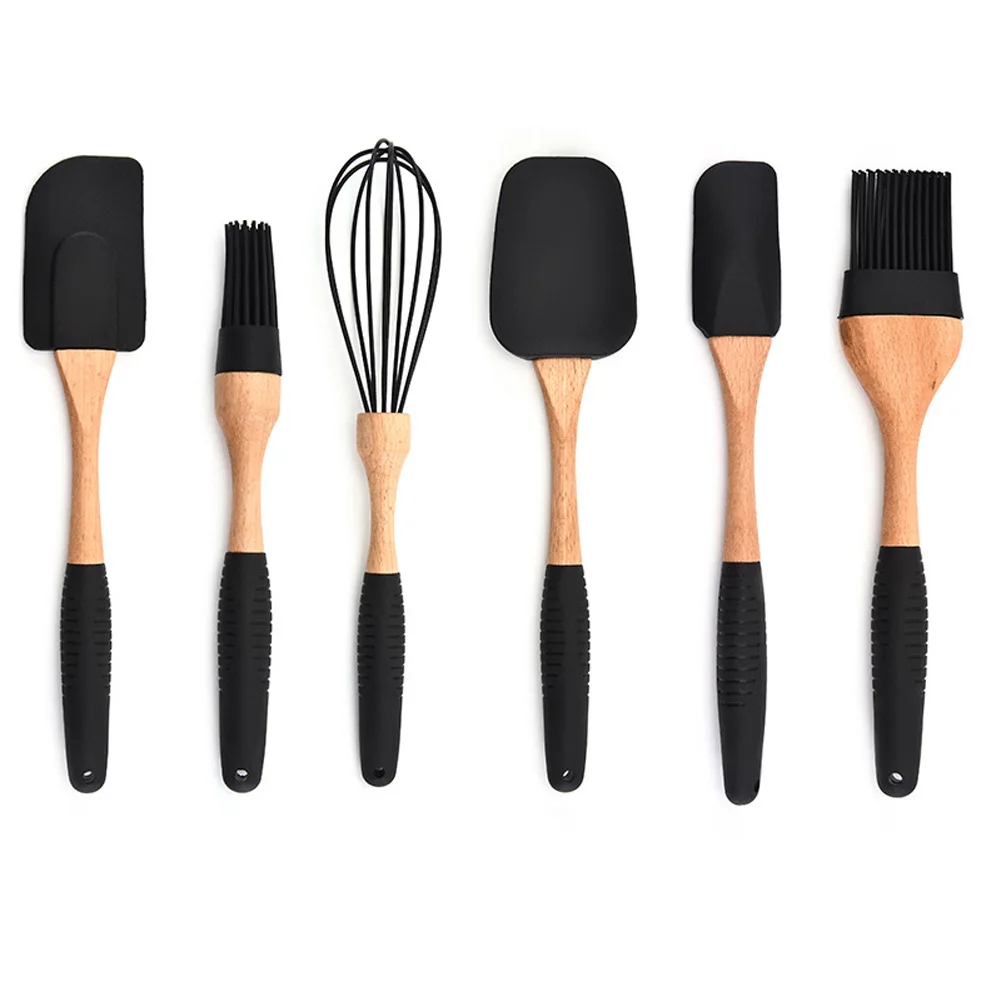 6 pcs Силиконовая Антипригарная посуда для приготовления пищи, набор инструментов, термостойкая ложка, лопатка, венчики для яиц, кухонные аксессуары, MYDING - Цвет: 6 pcs