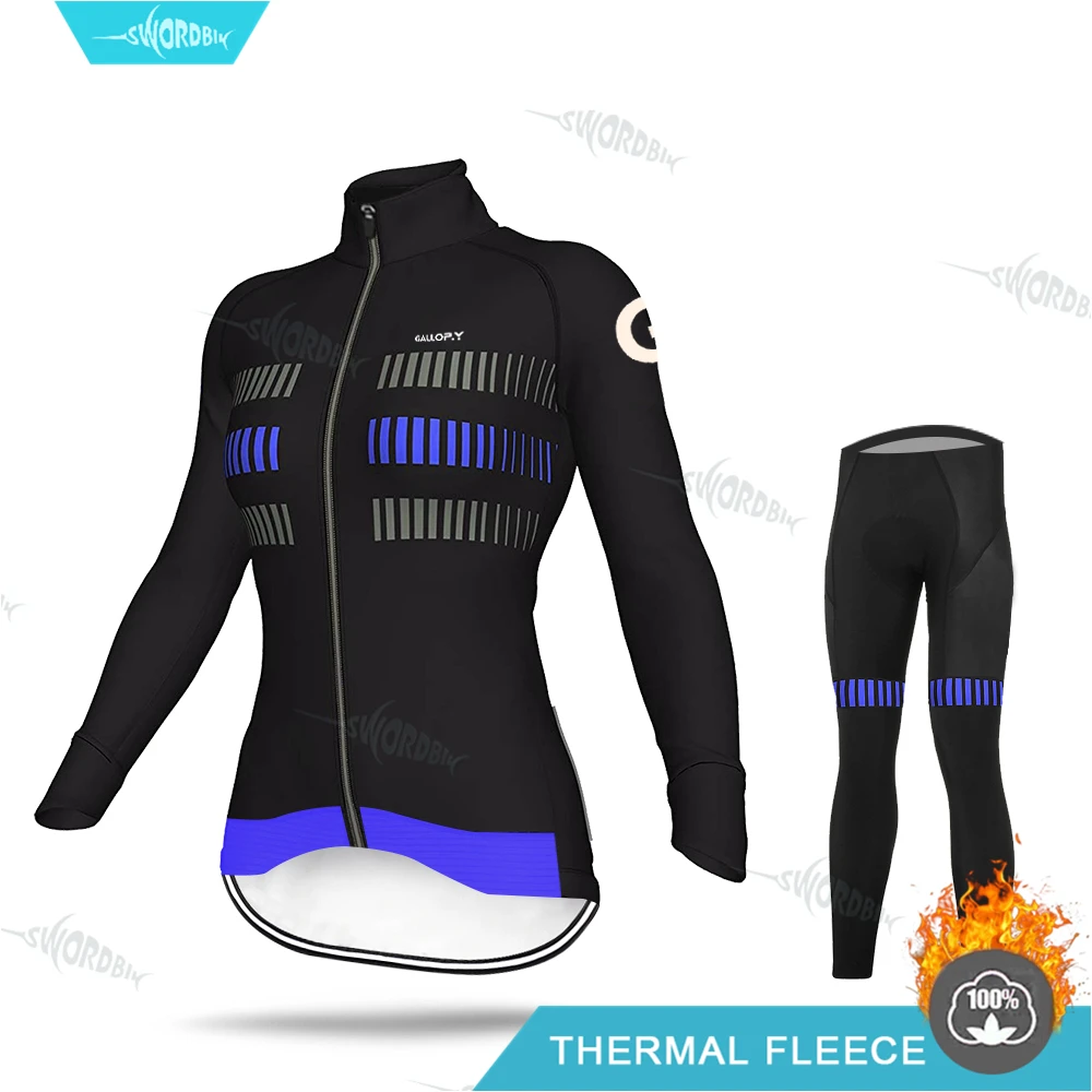 Normal Cycling Set Женская велосипедная Джерси с длинным рукавом комплект Женская зимняя велосипедная одежда ALEing модная дорожная велосипедная теплая рубашка Pro зимняя термо флисовая - Цвет: Normal Cycling Set