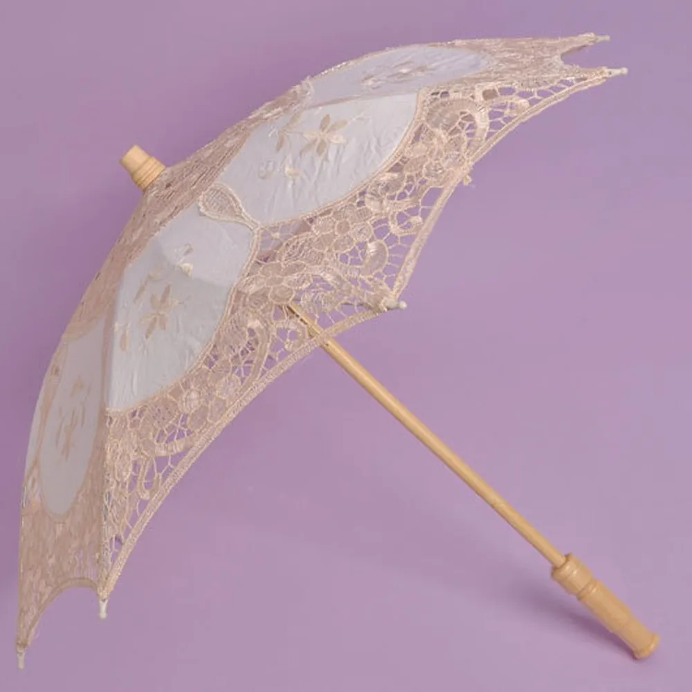 Модный кружевной зонтик от солнца с вышивкой, зонт для невесты, белый цвет слоновой кости, Свадебный зонт