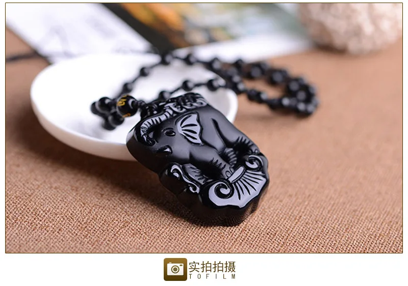 Manufacturers Direct Selling Natural Obsidian Auspicious Three Money Lucky Good Luck Elephant Men And Women-Pendant the Year of