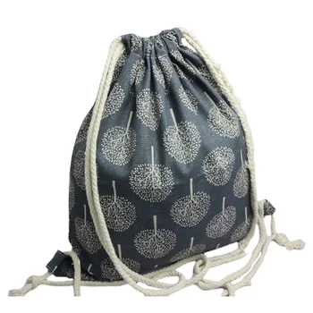 

4pcs Storage Bag Drawstring Shopping Portable Fashion Wear Resistant Tree Printed Large Capacity Practical Travel Cotton Linen