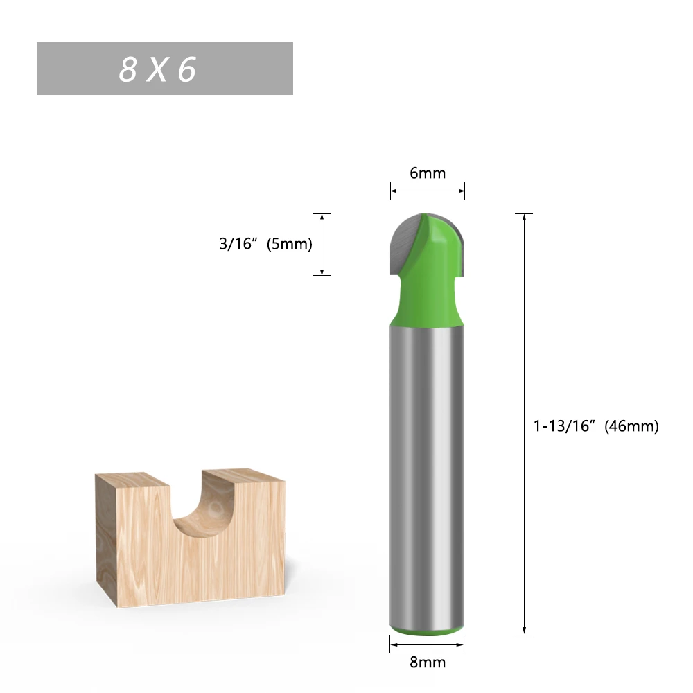 LA VIE 1pc 8mm Shank Ball Nose End Mill Round Nose Cove CNC Milling Bit Radius Core Box Solid Carbide Router Bit Tools