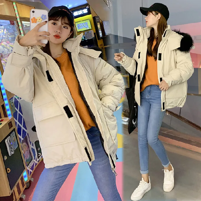 

Down Jacket Cotton-padded Clothes GIRL'S Fall And Winter Clothes 2019 New Style Students Korean-style BF Style Workwear Loose-Fi