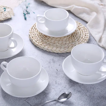 

Ceramics Coffee Mugs Saucer Suit European Big Mouth Latte Art Cup Tea Fruit Juice Mugs Household Breakfast Milk Water Glass