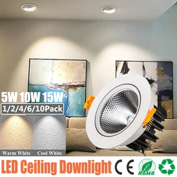 Spot lumineux Led encastrable avec technologie COB pour le plafond, en aluminium, avec Angle réglable, 5/10/15W, AC85 265V 