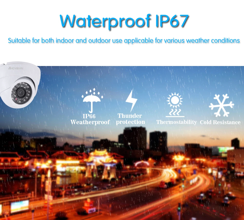 AHD CVI 3IN1 Dome Camera Outdoor Indoor Fixed Camera Weatherproof Smart IR Cut CCTV Security Cam System 720P 1080P