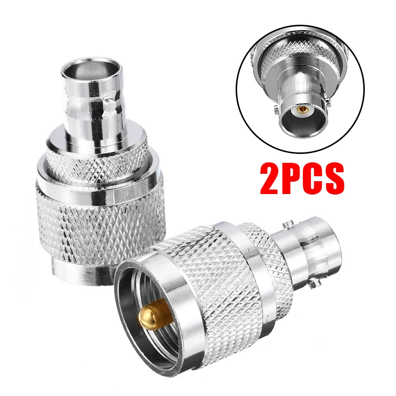 

2pcs BNC Female to UHF Male Plug Socket Adaptor Mini BNC Female UHF Plugs Straight RF Coax Adapter Connector