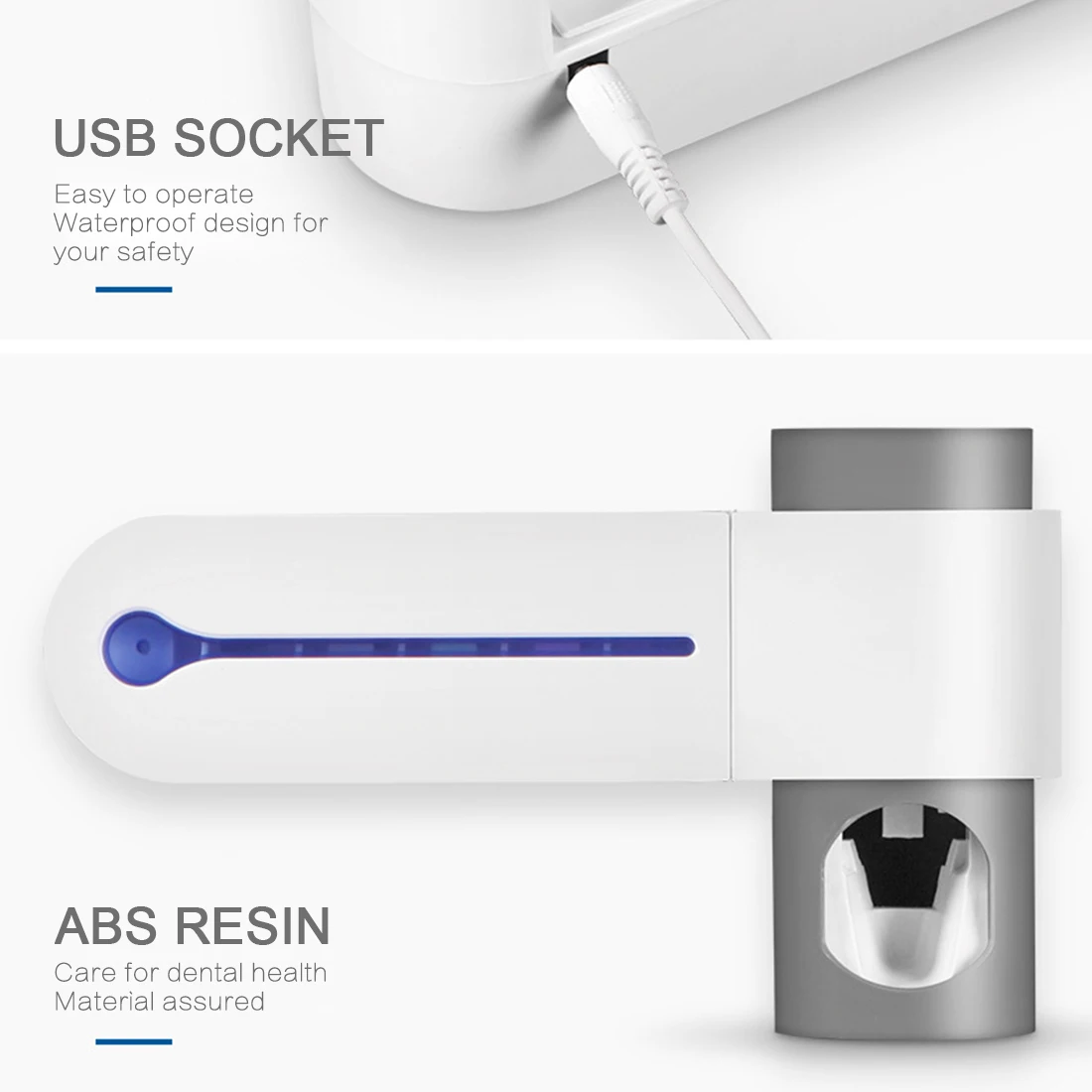 2 in 1 UV Smart Toothbrush Holder Sterilizer Automatic Toothpaste Squeezers Dispenser Free Punching Wall | Дом и сад