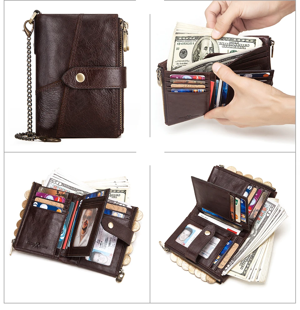 Genuine Leather Women Wallet GZCZ Casual Men Wallet Women Long Wallet In Women`s Wallet and Purses Retro Rfid Women Short Wallet