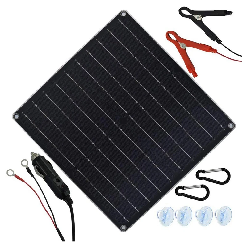 

Solar Trickle Charger 20W 12V Solar Panel Car Battery Charger Portable Solar Battery Maintainer with Cigarette Lighter Plug & Al