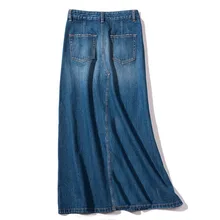 Женская джинсовая юбка с высокой талией, Длинная женская джинсовая юбка, джинсовые юбки для женщин, летняя винтажная черная Длинная женская Юбка Saia