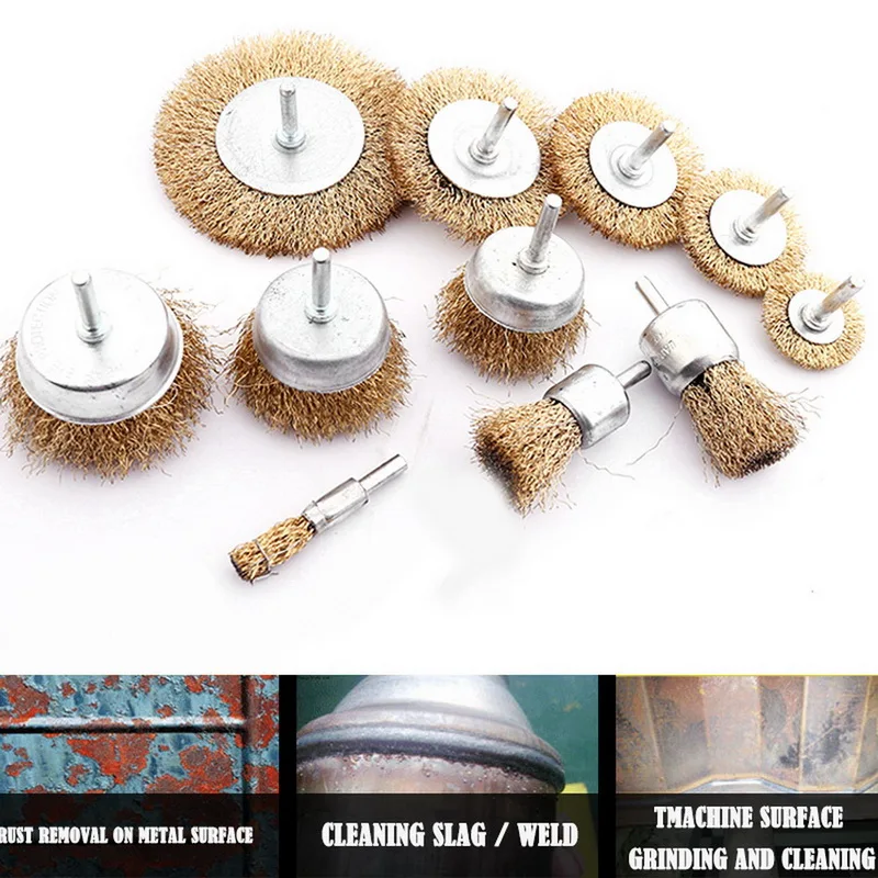 Brass Coated Wire Brush Set Drill For Removal Rust Corrosion Wheel Polishing Electric Angle Grinder Steel | Инструменты
