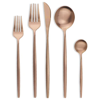 

5Pcs Rose Cutlery Set Stainless Steel Dinnerware Set Knife Dessert Fork Spoon Tableware Set Kitchen Silverware Set Drop Shipping