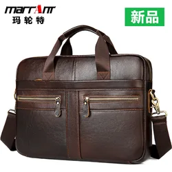 New Men's Leather Bag Genuine Leather Retro Business Trip Portable Briefcase Handbag Computer Briefcase