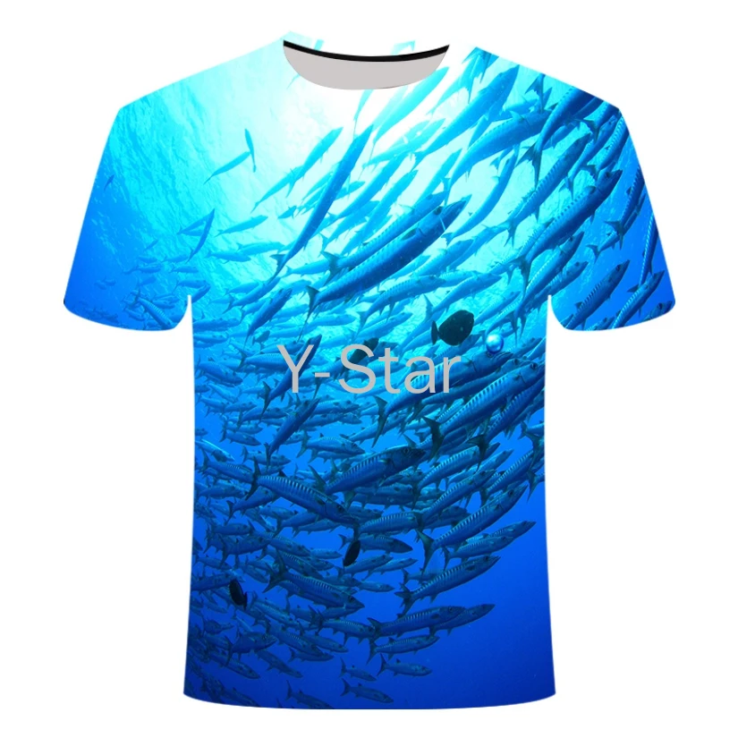 Fashion Men Women shoal of fish 3D Print Casual T-Shirts Shirts Short Top Tee XT42 | Мужская одежда