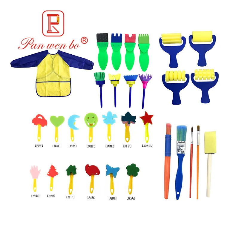

Cross Border Children Painted Sponge Brush Set 31 Pieces Children Brush EVA Sponge Stamp Painting Tool Wholesale